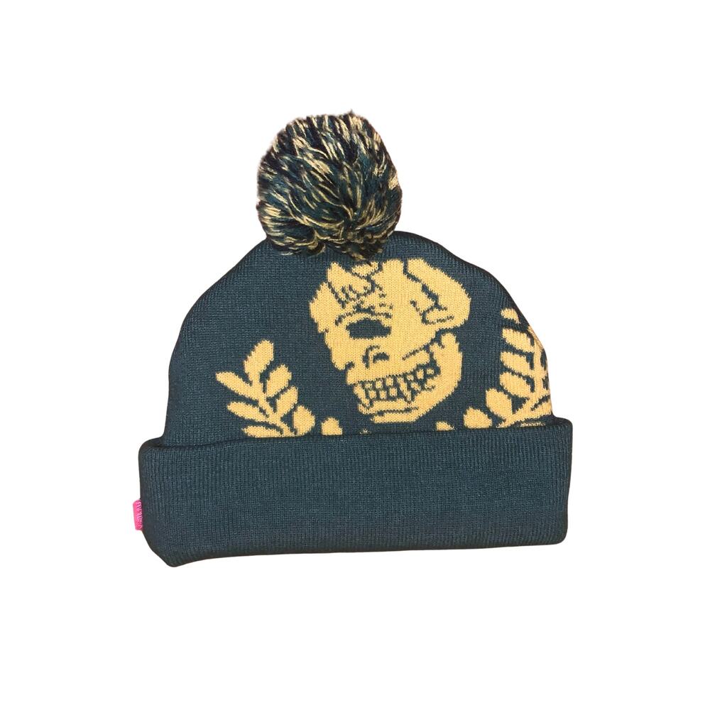 Mishka Green Puff Beanie Skull Logo | Y2K Gothic Streetwear